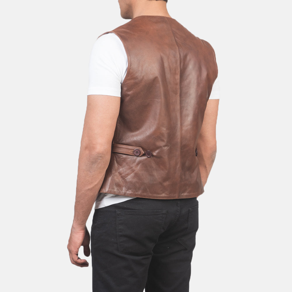 Men's Auden Brown Leather Vest