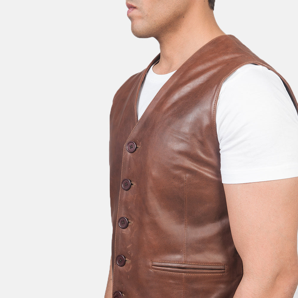 Men's Auden Brown Leather Vest