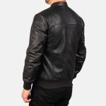 Men's Avan Black Leather Bomber Jacket