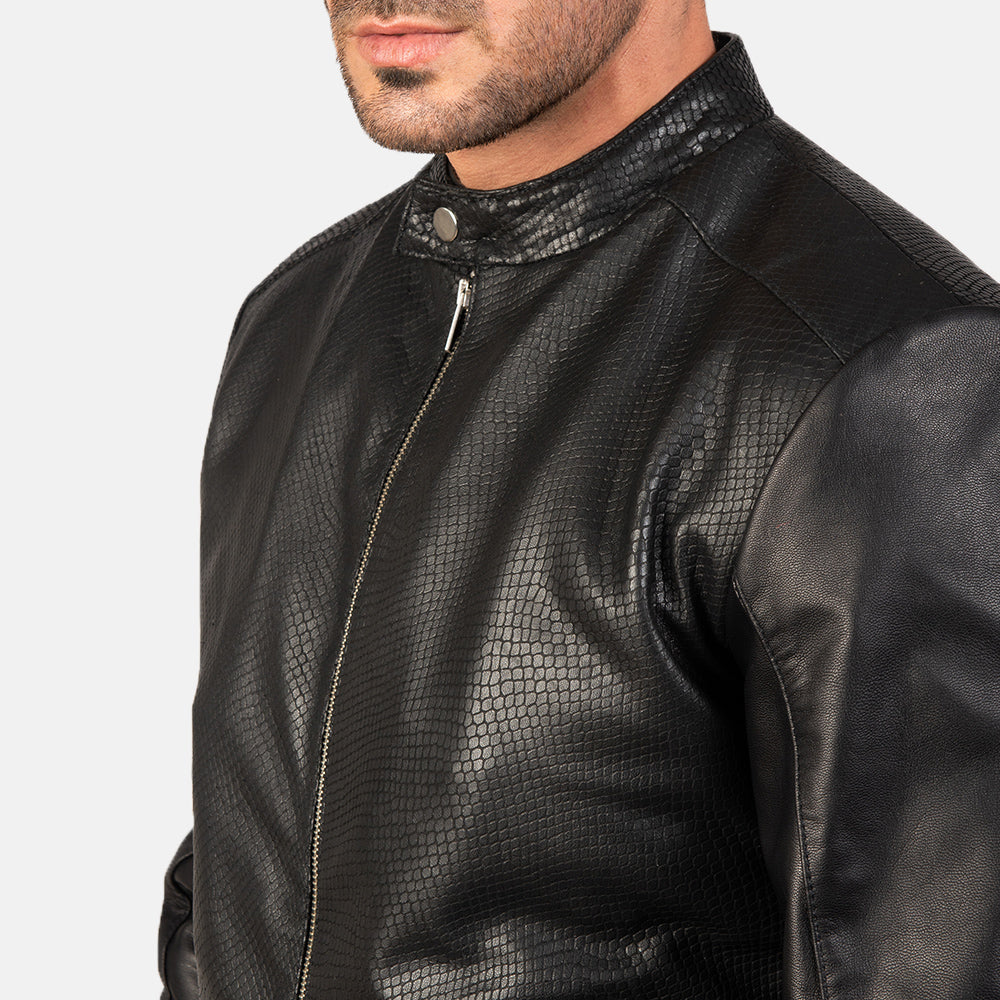 Men's Avan Black Leather Bomber Jacket