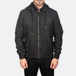 Men's Hanklin Ma-1 Black Hooded Bomber Jacket