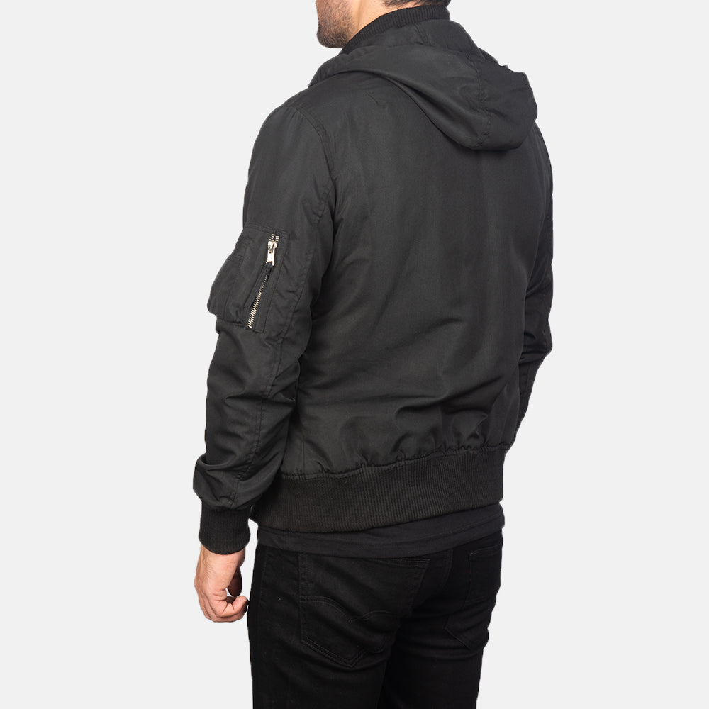Men's Hanklin Ma-1 Black Hooded Bomber Jacket
