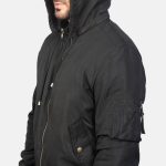 Men's Hanklin Ma-1 Black Hooded Bomber Jacket