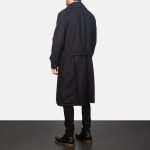 Men's Detective Black Wool Coat