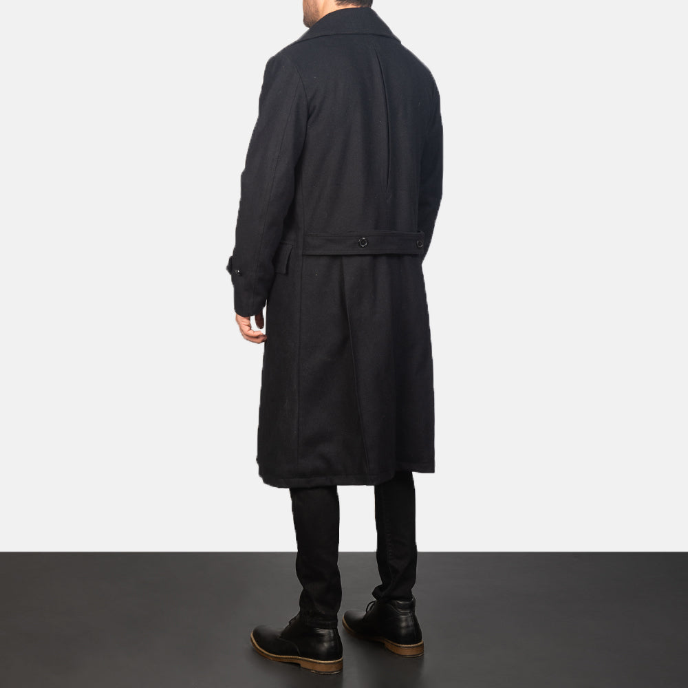 Men's Detective Black Wool Coat