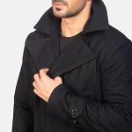 Men's Detective Black Wool Coat