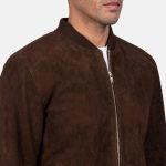 Men's Blain Mocha Suede Leather Bomber Jacket