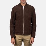Men's Blain Mocha Suede Leather Bomber Jacket