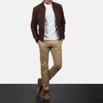 Men's Blain Mocha Suede Leather Bomber Jacket