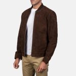 Men's Blain Mocha Suede Leather Bomber Jacket