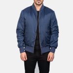 Men's Zack Blue Bomber Satin Jacket