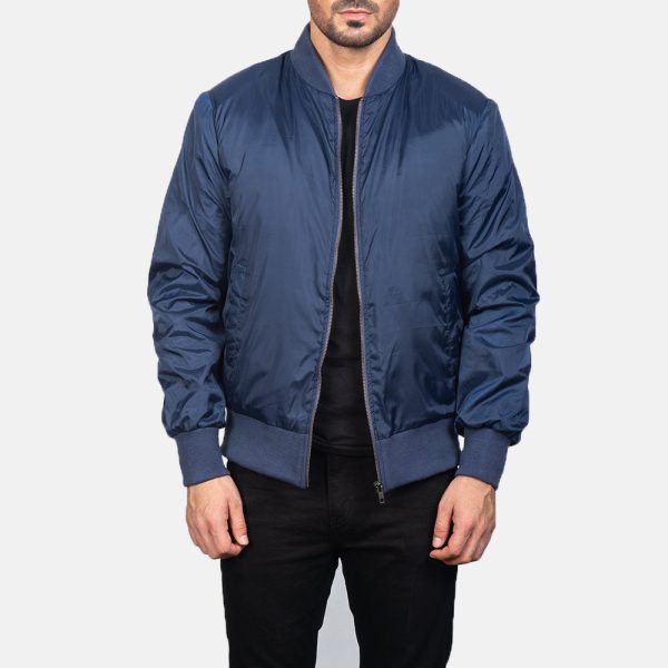 Men's Zack Blue Bomber Satin Jacket