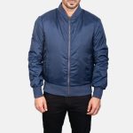 Men's Zack Blue Bomber Satin Jacket