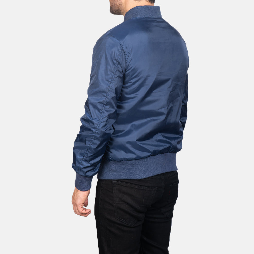 Men's Zack Blue Bomber Satin Jacket