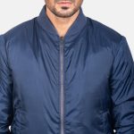 Men's Zack Blue Bomber Satin Jacket
