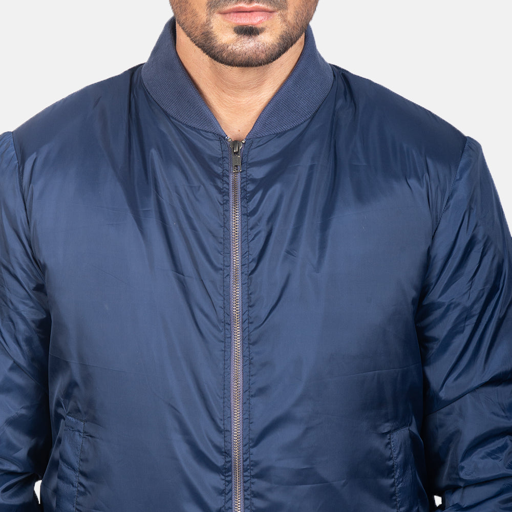 Men's Zack Blue Bomber Satin Jacket