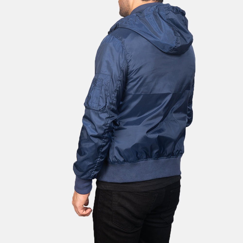 Men's Hanklin Ma-1 Blue Hooded Bomber Jacket