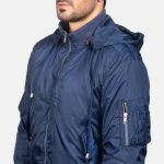 Men's Hanklin Ma-1 Blue Hooded Bomber Jacket