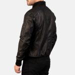 Men's Bomia Ma-1 Distressed Black Leather Bomber Jacket