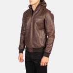 Men's Bouncer Biz Brown Leather Bomber Jacket