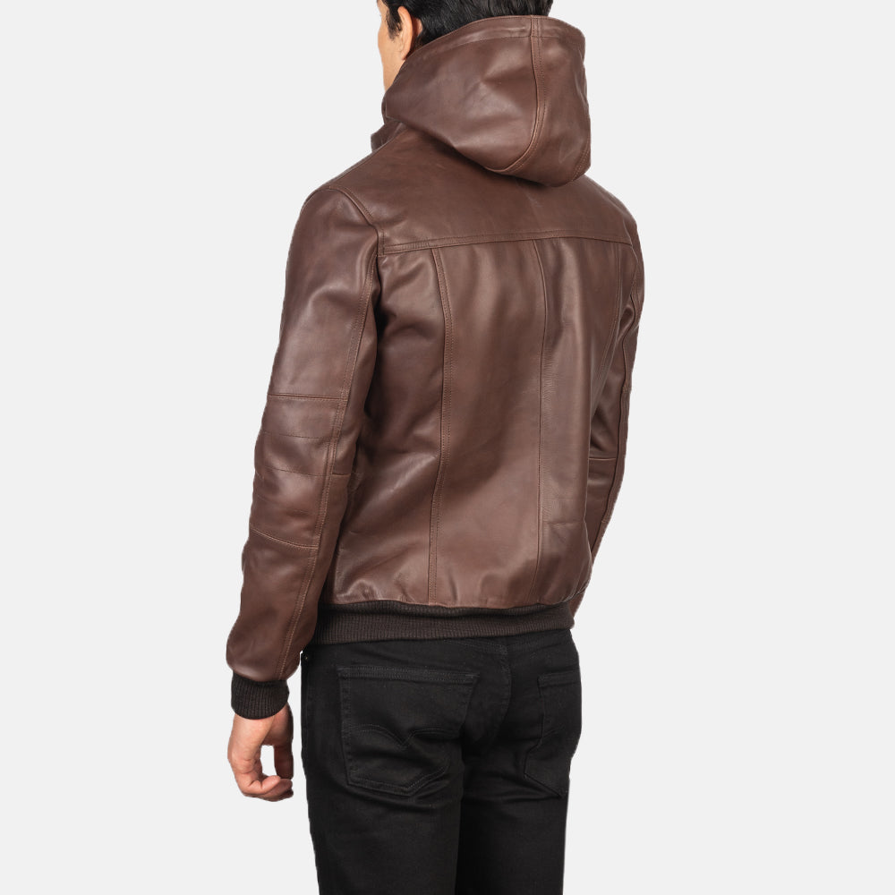 Men's Bouncer Biz Brown Leather Bomber Jacket