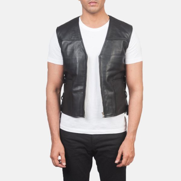 Men's Brandon Black Leather Vest