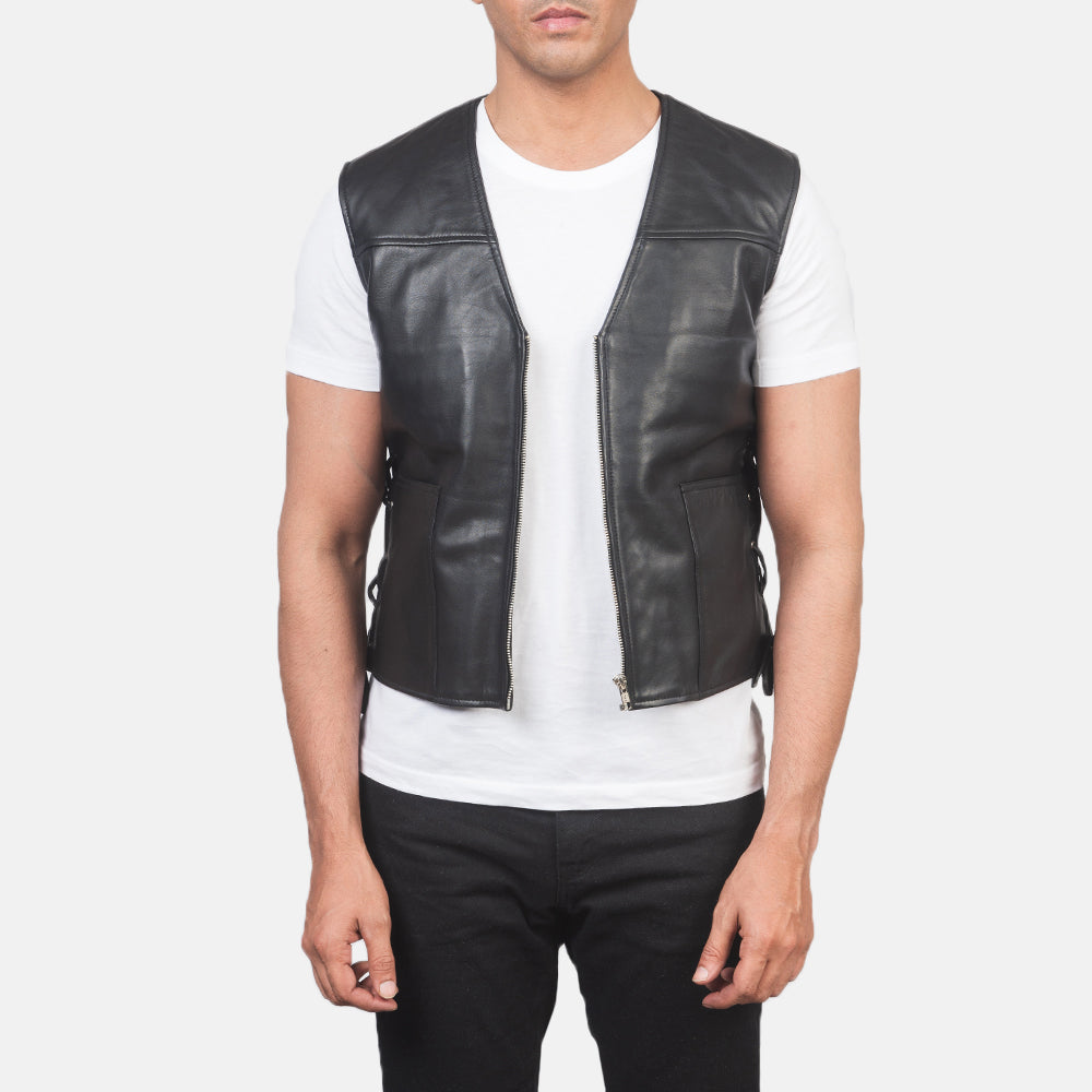 Men's Brandon Black Leather Vest