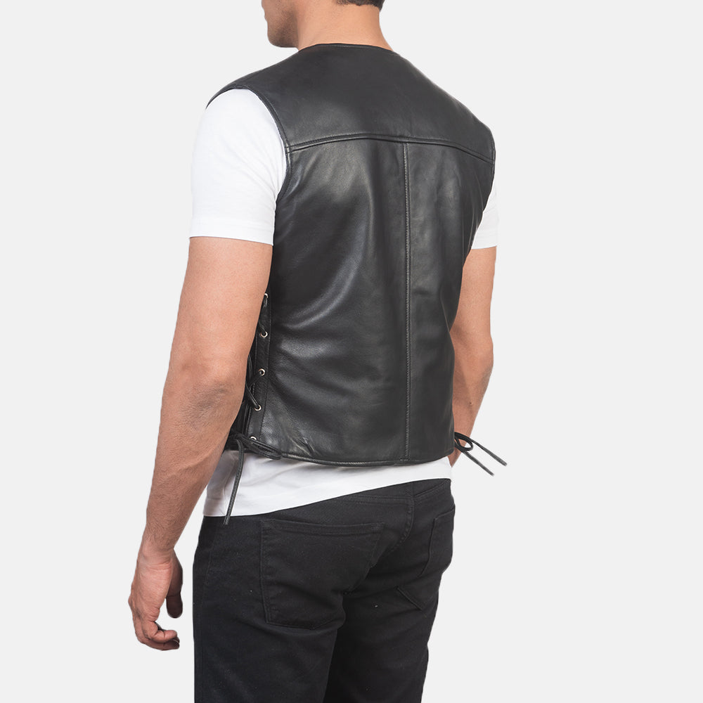 Men's Brandon Black Leather Vest