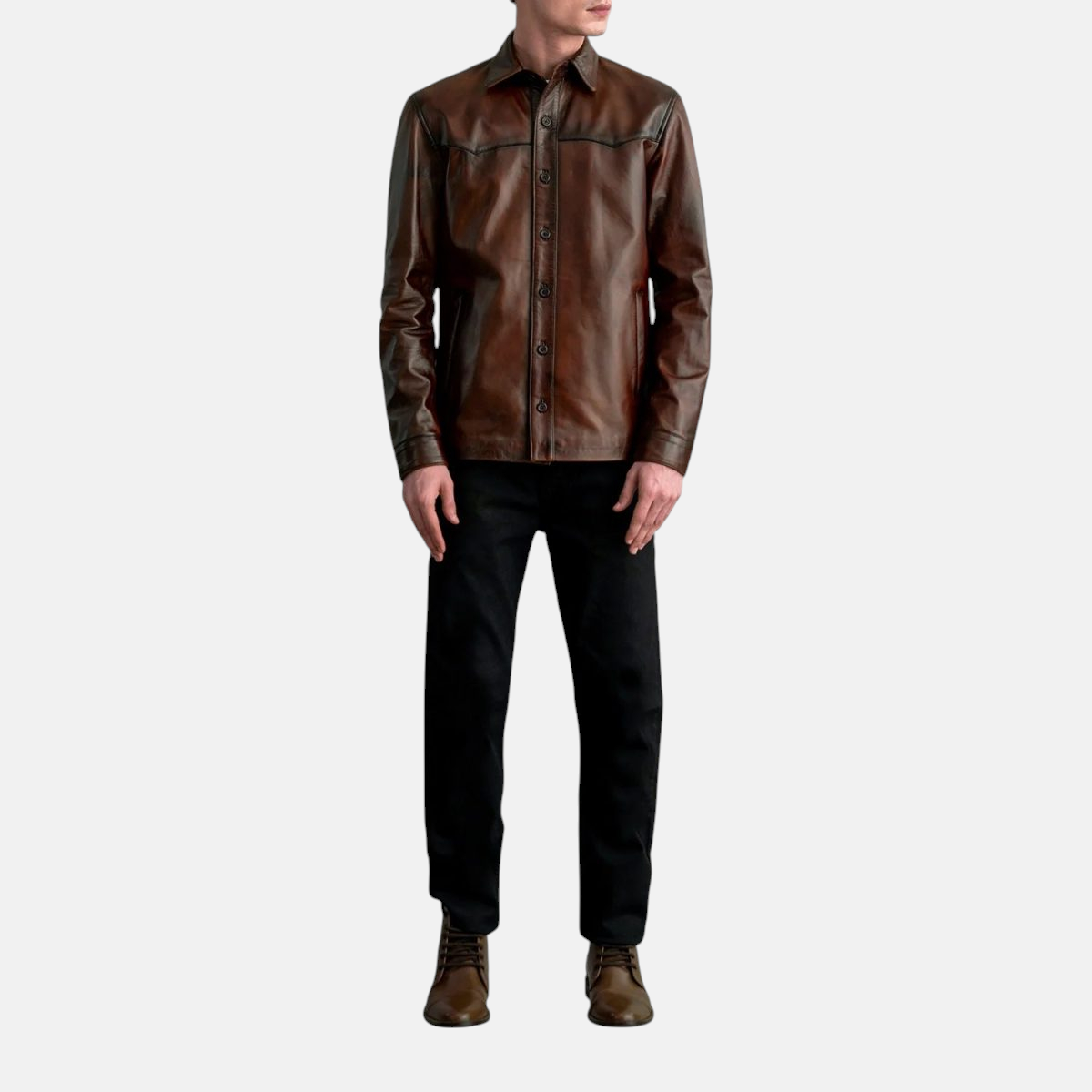 Men's Bronco Distressed Brown Leather Jacket