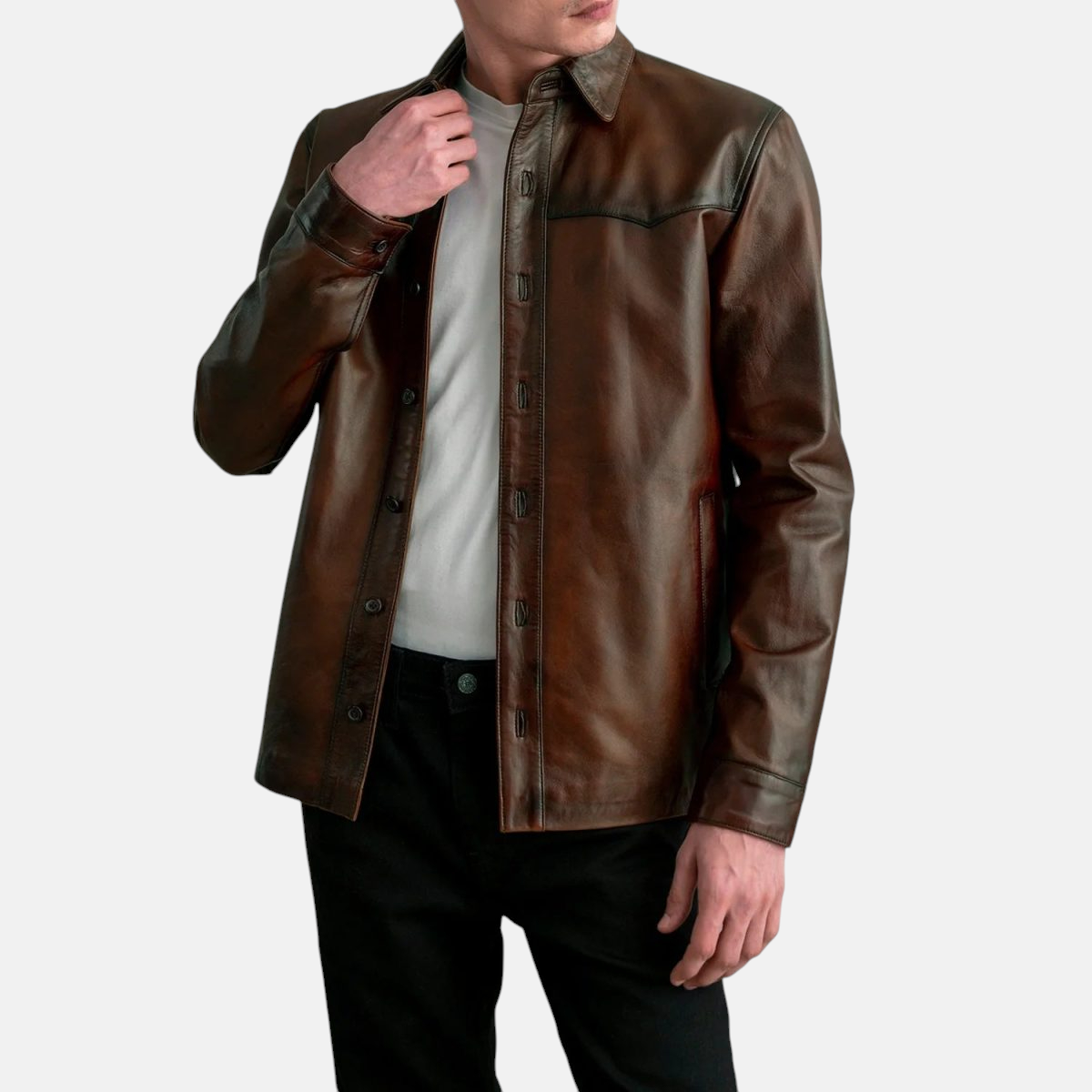 Men's Bronco Distressed Brown Leather Jacket