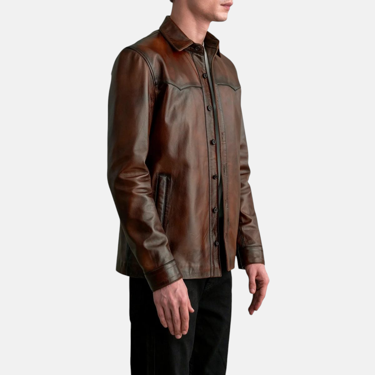 Men's Bronco Distressed Brown Leather Jacket