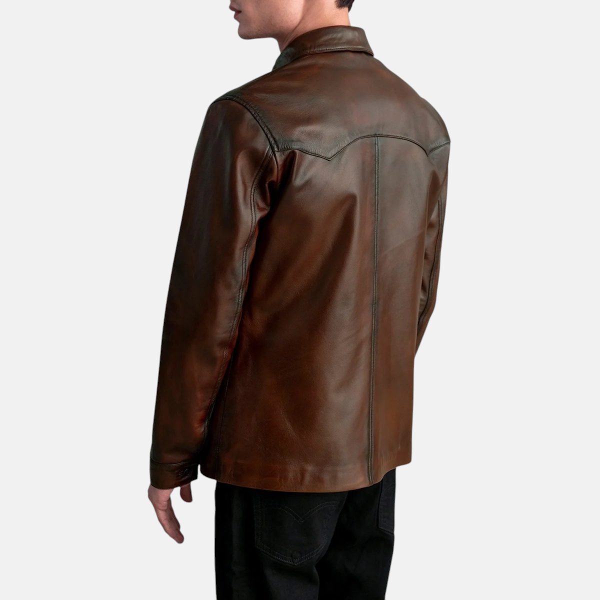Men's Bronco Distressed Brown Leather Jacket