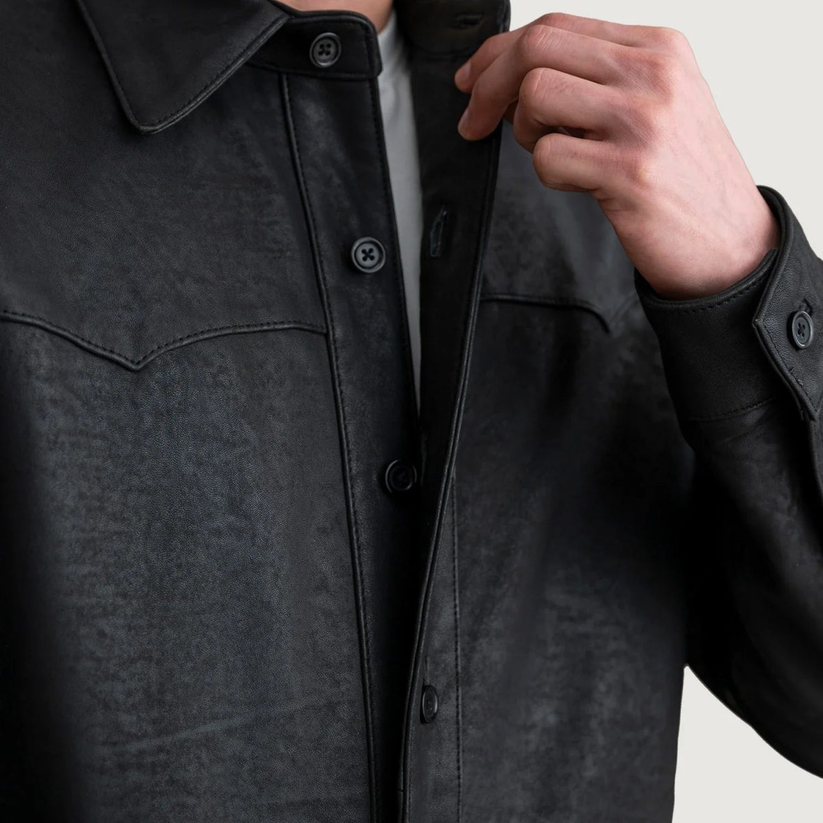 Men's Bronco Tumbled Black Leather Jacket