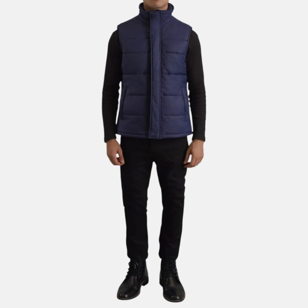 Men's Carlo Blue Hooded Puffer Vest