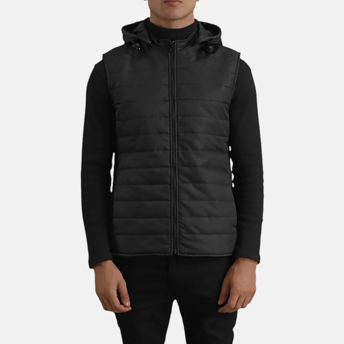 Men's Carlo Black Hooded Puffer Vest