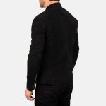 Men's Charcoal Black Suede Leather Biker Jacket