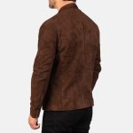Men's Charcoal Mocha Suede Leather Biker Jacket