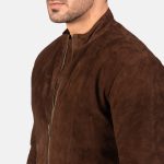 Men's Charcoal Mocha Suede Leather Biker Jacket