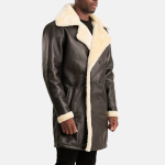 Men's Charles Brown Leather Shearling Double-Breasted Coat