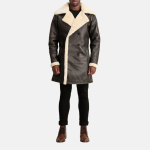 Men's Charles Brown Leather Shearling Double-Breasted Coat