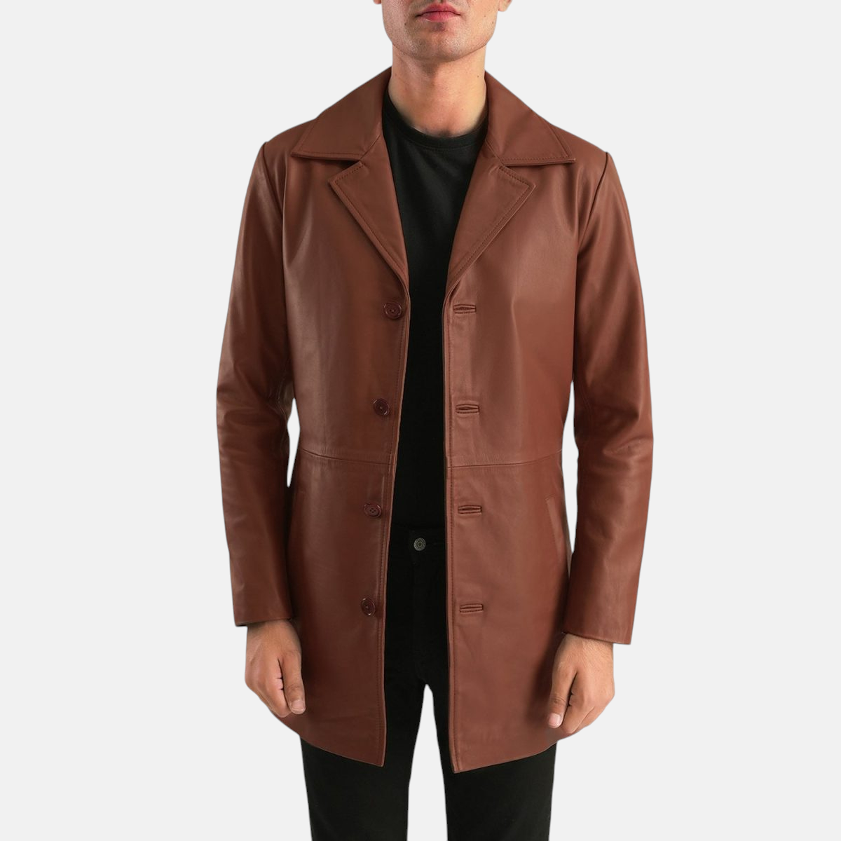 Men's Classmith Brown Leather Coat