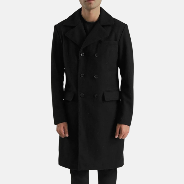 Men's Claud Black Wool Double Breasted Coat