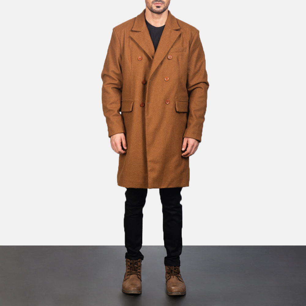 Men's Claud Khaki Wool Double Breasted Coat