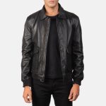 Men's Coffmen Black A2 Leather Bomber Jacket