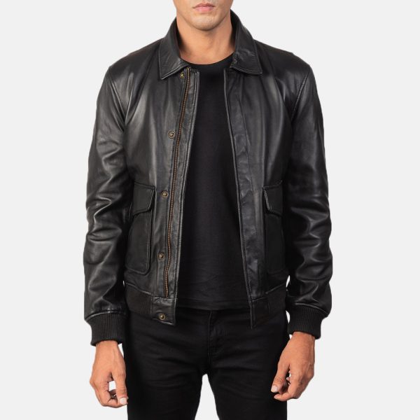 Men's Coffmen Black A2 Leather Bomber Jacket