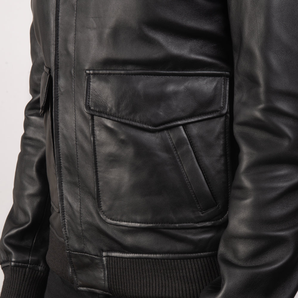 Men's Coffmen Black A2 Leather Bomber Jacket