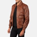 Men's Coffmen Brown A2 Leather Bomber Jacket