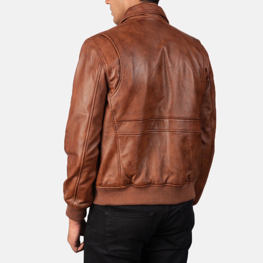 Men's Coffmen Brown A2 Leather Bomber Jacket