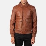Men's Coffmen Brown A2 Leather Bomber Jacket