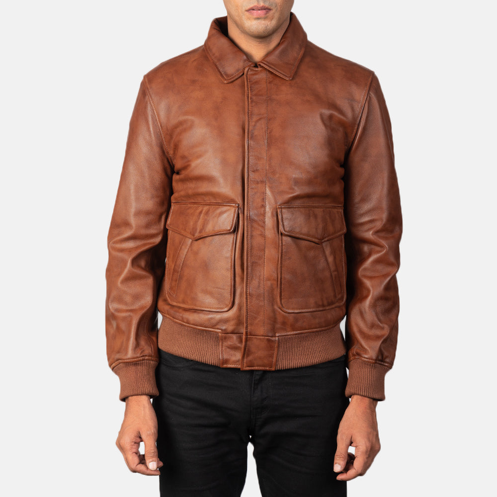 Men's Coffmen Brown A2 Leather Bomber Jacket